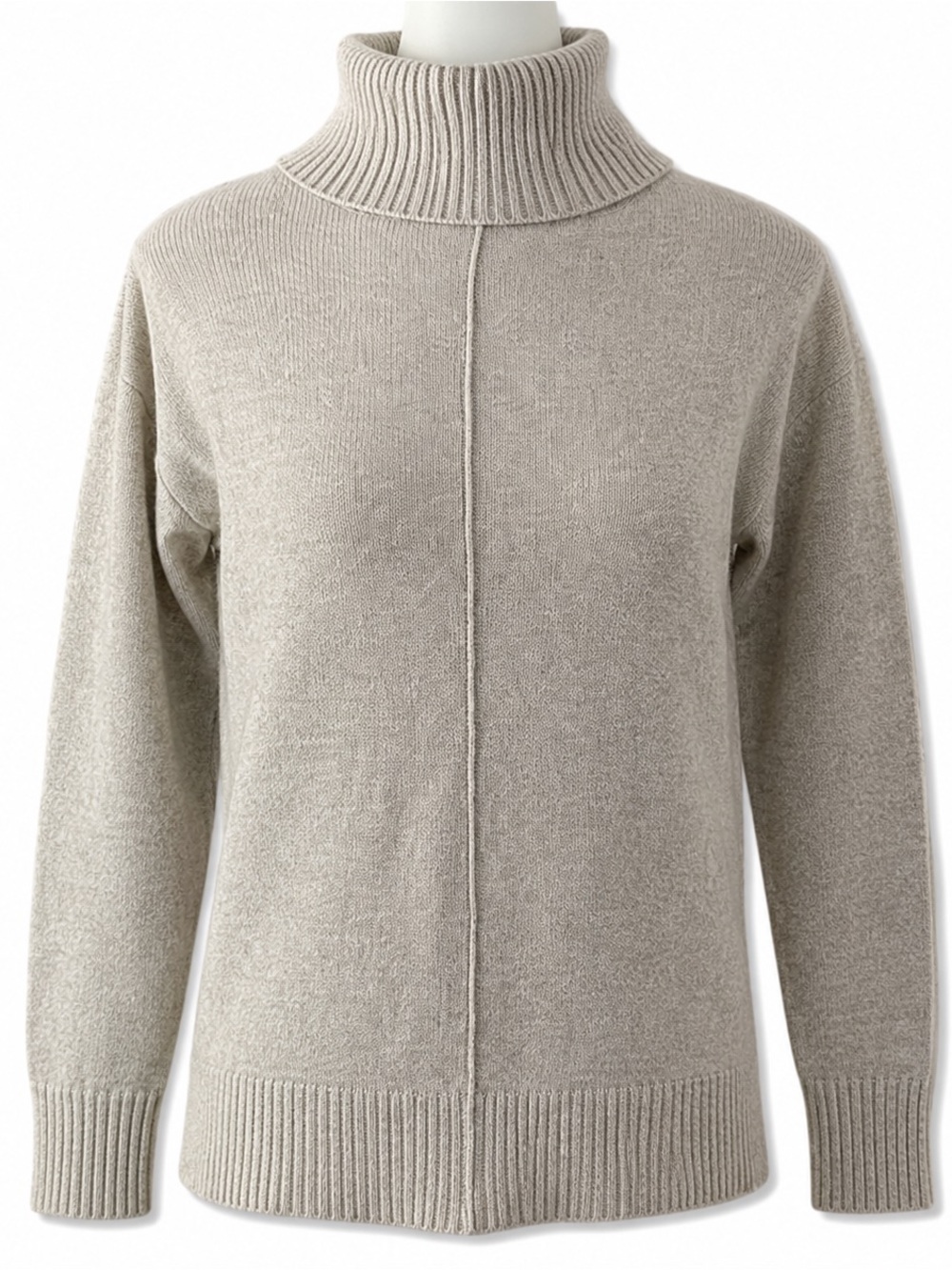 Cyrus Ribbed Turtleneck Sweater Womens XS Beige Rayon Blend Cozy Knit